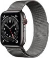 Apple Watch Series 6 (GPS + Cellular) 44mm Graphite Stainless Steel Case with Graphite Milanese Loop - Silver