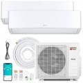 Costway - X-Pro 35000 BTU 2 Zone 9K + 24K Mini Split Air Conditioner Heat Pump, Line Set Included - White