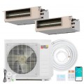 Costway - X-Pro 27000 BTU 3 Zone 9K + 9K +18K Concealed Ducted Mini Split AC, 24 SEER2, WiFi Enabled - White