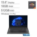 Lenovo - Upgraded - V15 Laptop 15.6 FHD (AMD Ryzen 7 7730U, 16GB DDR4, 512GB PCIe SSD, AMD Radeon, Win 11 Pro) w/USB Hub - Business Black