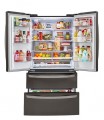 LG - 28 cu.ft. 4 Door French Door with Dual Ice with Craft Ice, Double Freezer and Smart Wi-Fi Enabled - Black stainless steel