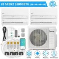 Winado - 38000 BTU WIFI 4 Zone 20 SEER2 AC Ductless Mini Split Air Conditioner Heat Pump: 4 x 9000 BTU w/24.6 Ft Copper Line Set - White