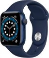 Geek Squad Certified Refurbished Apple Watch Series 6 (GPS + Cellular) 40mm Blue Aluminum Case with Deep Navy Sport Band - Blue
