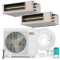 Costway - X-Pro 27000 BTU 2 Zone 9K + 9K Concealed Ducted Mini Split AC, 24 SEER2, WiFi Enabled - White