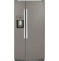 GE - 23.0 Cu. Ft. Side-by-Side Refrigerator with External Ice & Water Dispenser - Fingerprint resistant slate