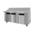 Koolmore - 70 in. Commercial 3-Door Refrigerated Salad and Sandwich Prep Table, 18 Pan Capacity and 22 Cu. Ft. of Storage - Stainless Steel