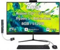 Acer - Aspire C27 All-in-One 27 FHD Display (Ryzen 5 7430U, 8GB, 512GB SSD, AMD Radeon, WiFi 6E, Win 11 Home) w/USB Hub - Black
