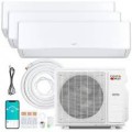 Costway - X-Pro 35000 BTU 3 Zone 12K + 12K + 18K Mini Split Air Conditioner Heat Pump, Line Set Included - Whitev