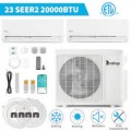 Winado - 38000 BTU Dual 2 Zone AC Ductless Wifi Mini Split Air Conditioner and Heating Pump 18000+ 24000 BTU Full Set- 20 SEER2 - White