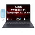 ASUS -  Upgraded - Vivobook 14 Laptop 14.0 WUXGA Display (Snapdragon X X1-26-100, 16GB, Win 11 Pro) w/Dockztorm Wireless Mouse - Quiet Blue