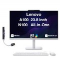 Lenovo - Upgraded - A100 All-in-One 23.8 FHD Display (N100, 16GB, 1TB SSD, Intel UHD, WiFi 6, Webcam, Win 11 Pro) w/USB Hub - Cloud Grey