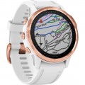 Garmin - fēnix 6S Pro Smartwatch 42mm Fiber-Reinforced Polymer - Rose Gold-tone with White Silicone Band
