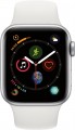 Apple - Geek Squad Certified Refurbished Apple Watch Series 4 (GPS) 40mm Silver Aluminum Case with White Sport Band - Silver Aluminum