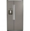 GE - 25.3 Cu. Ft. Side-by-Side Refrigerator with External Ice & Water Dispenser - Fingerprint resistant slate