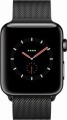 Apple - Apple Watch Series 3 (GPS + Cellular), 42mm Space Black Stainless Steel Case with Space Black Milanese Loop - Space Black Stainless Steel