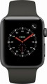 Apple - Apple Watch Series 3 (GPS + Cellular), 42mm Space Gray Aluminum Case with Gray Sport Band - Space Gray Aluminum