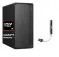 HP - Upgraded - OmniDesk Desktop (AMD Ryzen 7 8700G, 16GB DDR5, 1TB PCIe SSD, AMD Radeon 780M, Win 11 Pro) w/USB Hub - Gray Wood