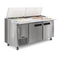 Koolmore - 71 in. Two Door Commercial Pizza Prep Refrigerator in Stainless-Steel (KM-RPPS-2DSS) - Stainless Steel