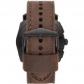 Fossil - Nate Hybrid Smartwatch 45mm Stainless Steel - Black with Brown Leather Strap