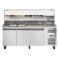Koolmore - 79 in. Three-Door Commercial Refrigerated Granite Top Pizza Prep Station With a Refrigerated Condiment Pan Holder - Stainless Steel