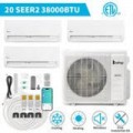 Winado - 38000 BTU 3-Zone Mini Split Air Conditioner/Heat Pump System, 20 SEER2 with Pre-Charged Condenser (9K+9K+18K BTU) Units - White