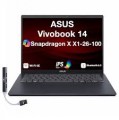 ASUS - Upgraded - Vivobook 14 Laptop 14.0 WUXGA Display (Snapdragon X X1-26-100, 16GB, 512GB SSD, Win 11 Pro) w/USB Hub - Quiet Blue