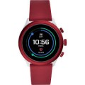 Fossil - Sport Smartwatch 43mm Aluminum - Dark Red with Maroon Silicone Band